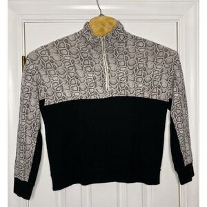 Monrow‎ Women's Supersoft Color Block Snake Print Pullover Sweater Small